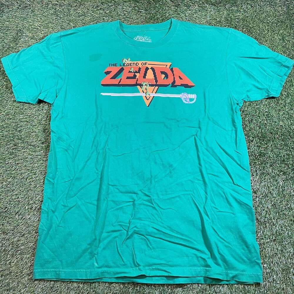 Nintendo The Legend Of Zelda NES Intro Screen Green T-Shirt XL